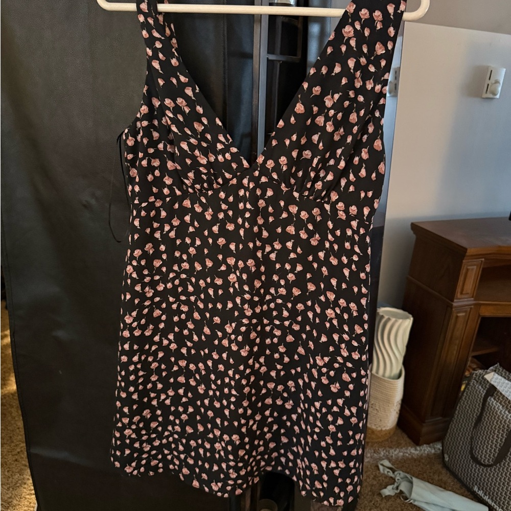BP NWT Black Dress with Pink Floral Pattern
